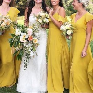 Jenny Yoo Yellow Cold Shoulder Dress